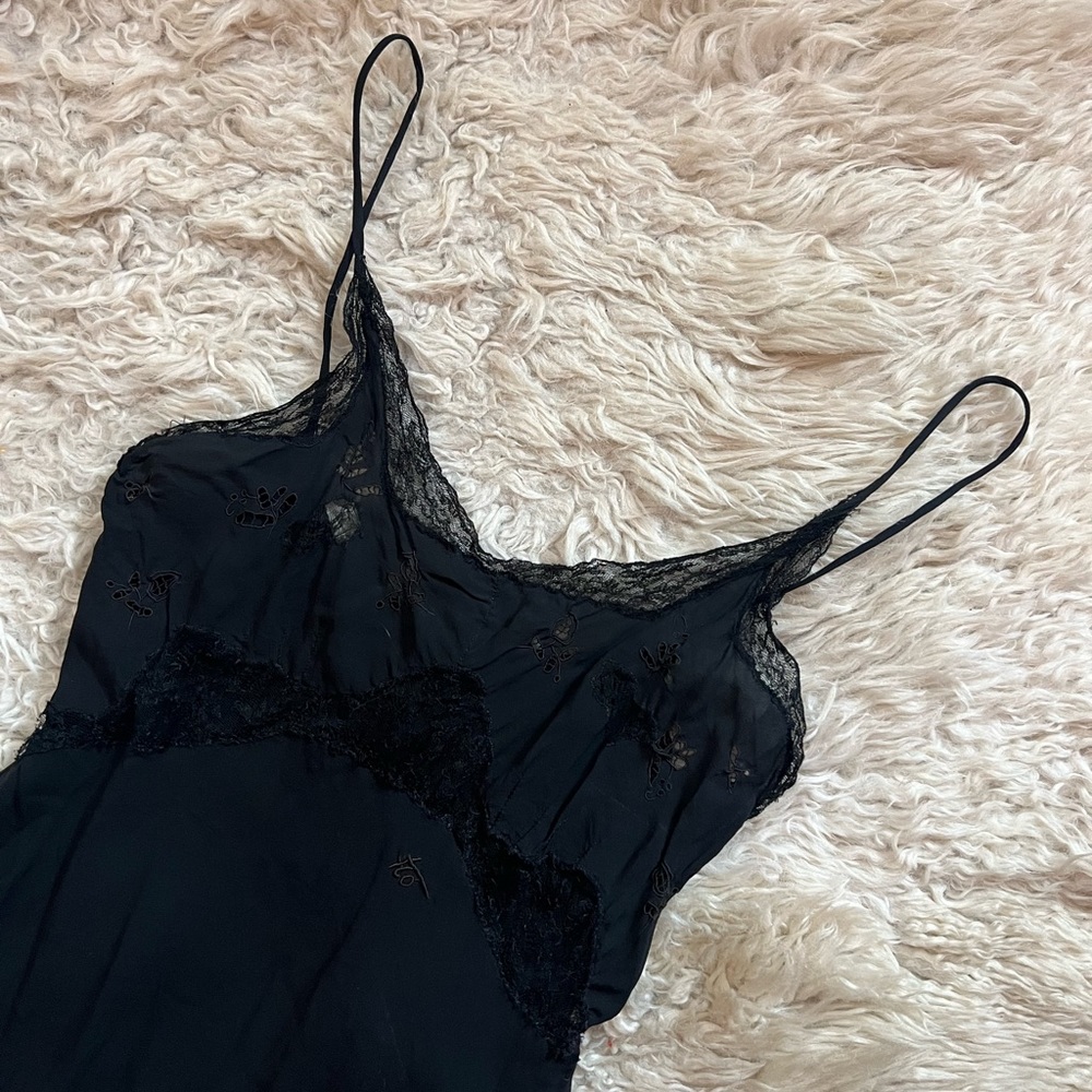 Vintage Black Lace Slip Dress